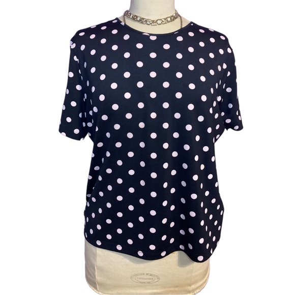 Vintage Pink and Black Polka Dot Top - Picture 3 of 5